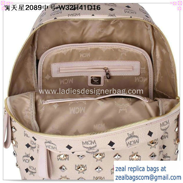 High Quality Replica MCM Stark Studded Medium Backpack MC2089 OffWhite - Click Image to Close